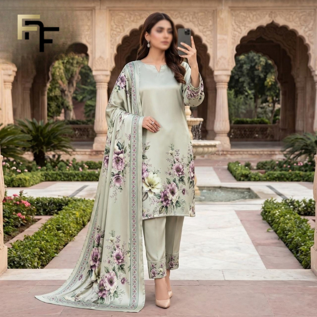 Premium Silk 3-Piece Unstitched Suit – FNF-SLK-017
