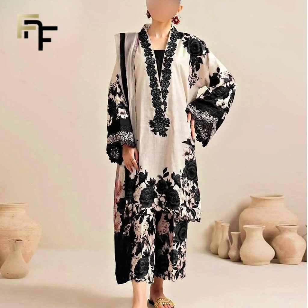 Premium Silk 3-Piece Unstitched Suit – FNF-SLK-004