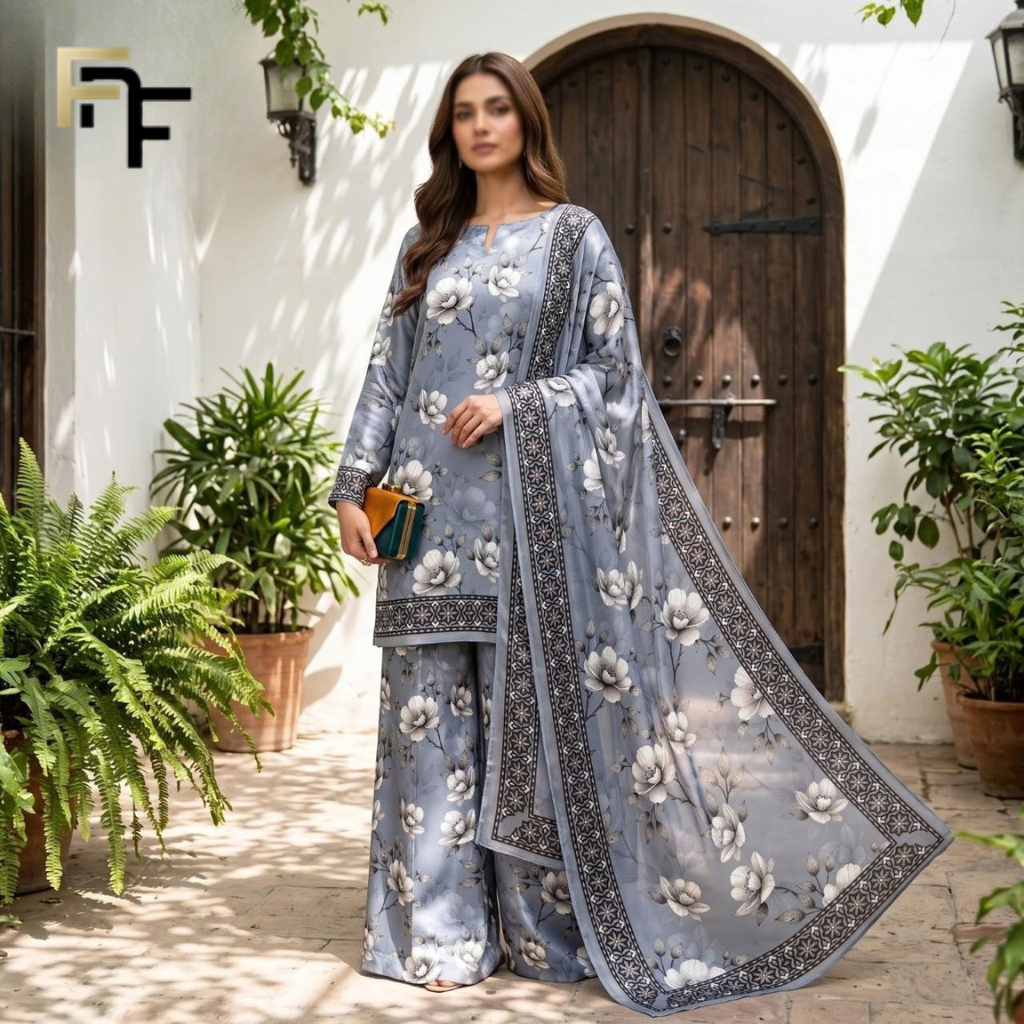 Premium Silk 3-Piece Unstitched Suit – FNF-SLK-009